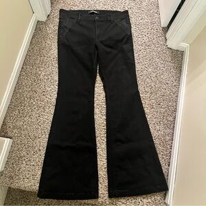 Express Jeans Womens Size 12R Black Bell Flare Mid Rise